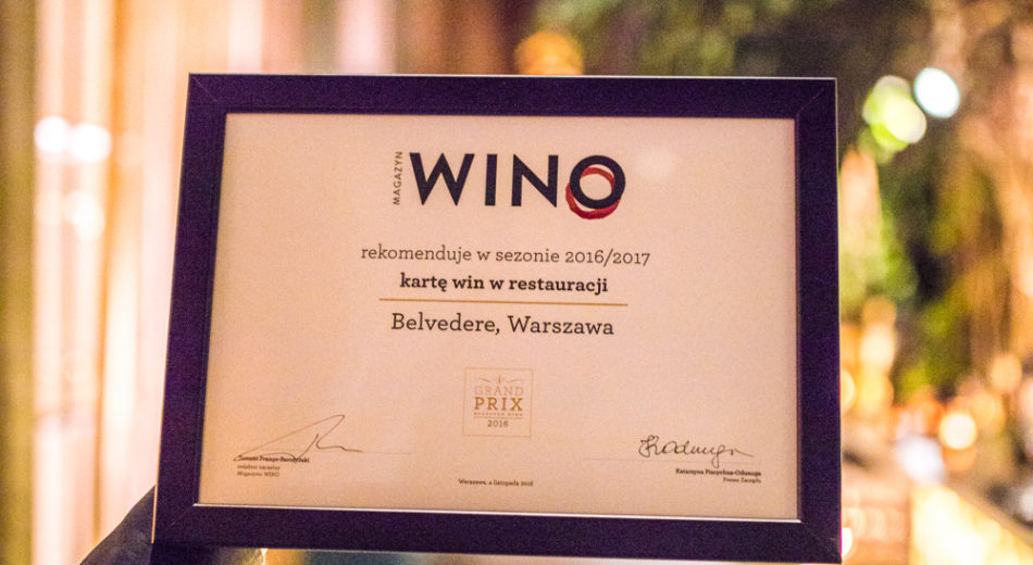 Karta win Belvedere otrzymała rekomendację Magazynu Wino